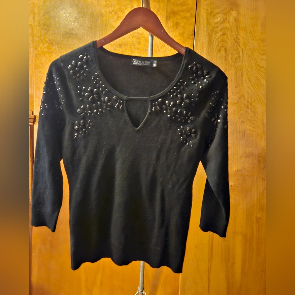 NY&CO 7th Avenue, size small, black beaded sweater